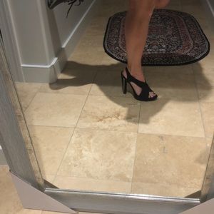 Black suede high heels